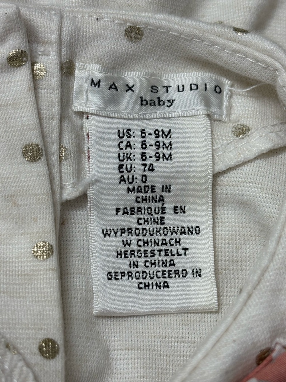 2 for 18$ - Max Studio Baby 6-9M Polka Dot Dress π€ Bow Detail Cute Outfit - Picture 6 of 7